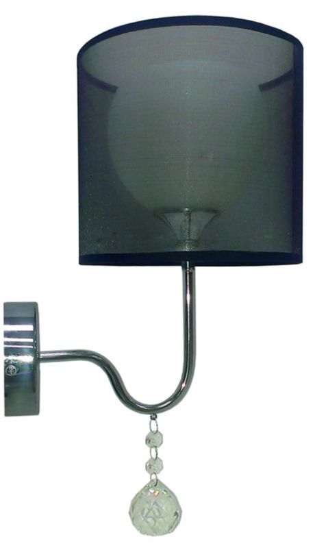 Kinkiet ścienny Candellux Brava chromowany czarny-przezroczysty 1 x E27 x 60W IP20 wym: 30 x 15 x 20 cm - 1 szt.