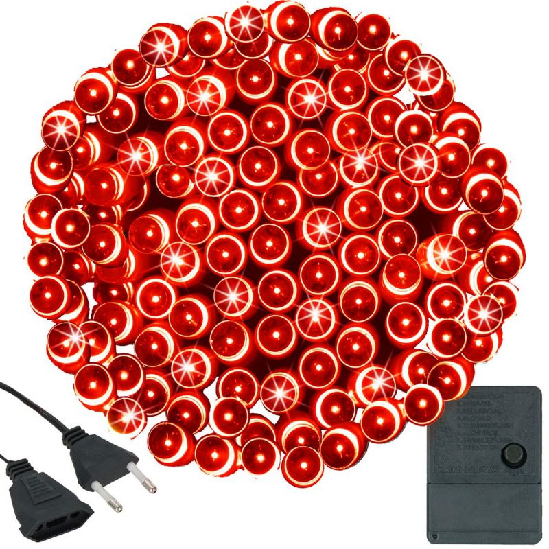 Lampki świąteczne Springos 200 Led czerwone 15,5 m oświetlenie choinkowe 1 szt.