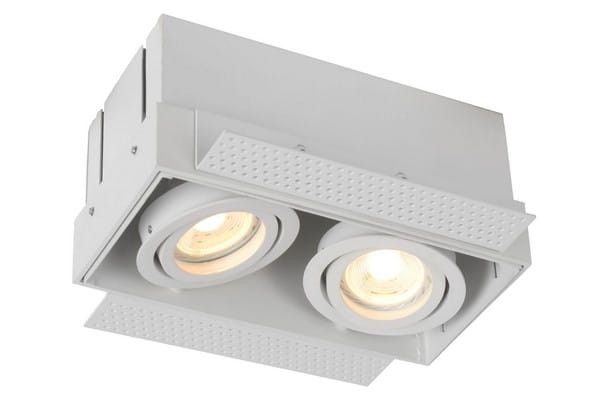 Oprawa sufitowa wpuszczana Lucide Trimless biała ruchoma 2 x GU10 x 5W IP20 wym: 18,5 x 15,7 cm prostokątna - 1 szt.