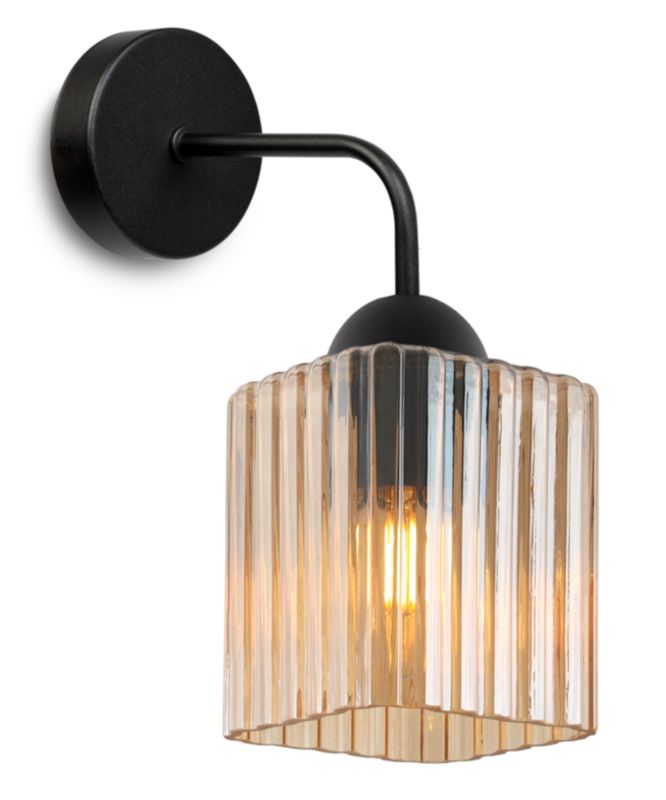 Lampa ścienna kinkiet Light Home LH Riffle sześcian 1x E27 60W czarny/miodowy 1szt.