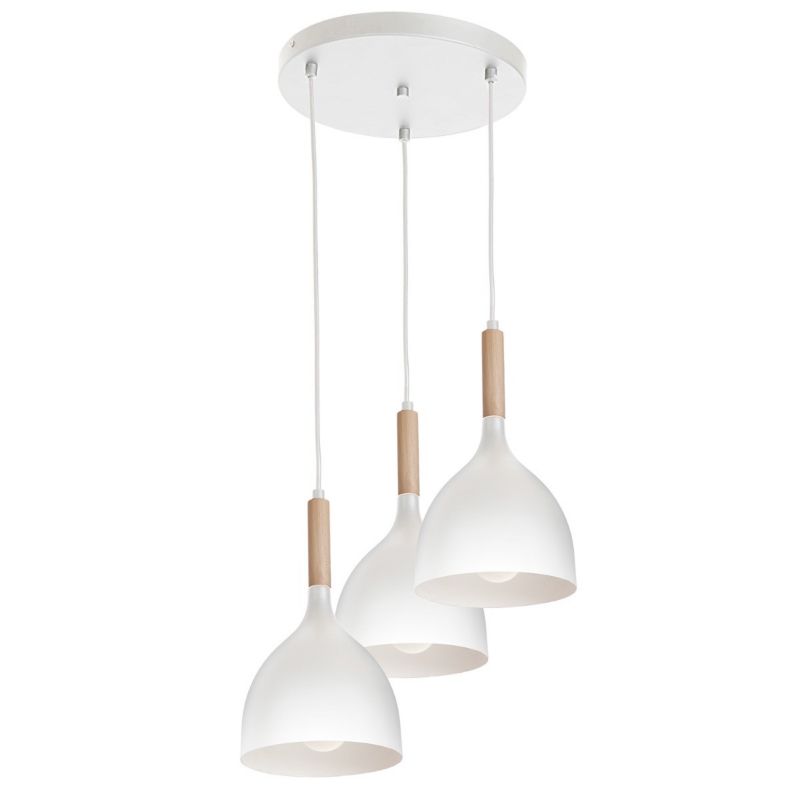 Lampa wisząca Luminex Noak Wood 1954 biały matowa-jasne drewno nad stół 3xE27 x 15W 1 szt.