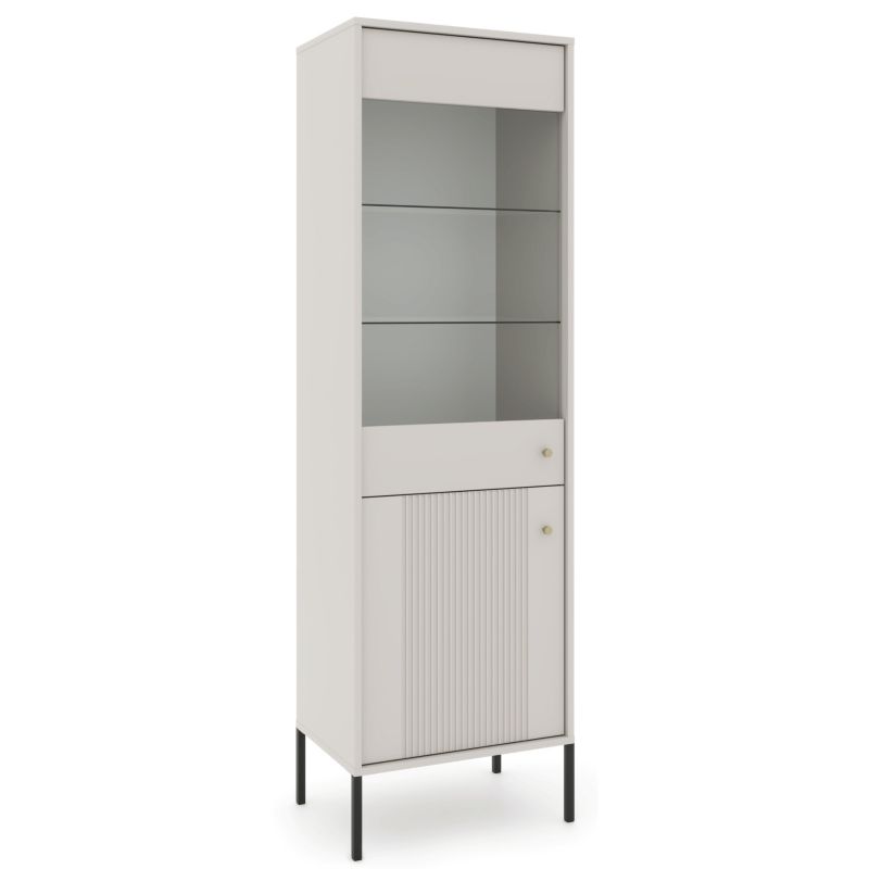 Witryna Wysoka Soft Mebel Elite Przeszklona Ryflowana Kaszmir 1 szt
