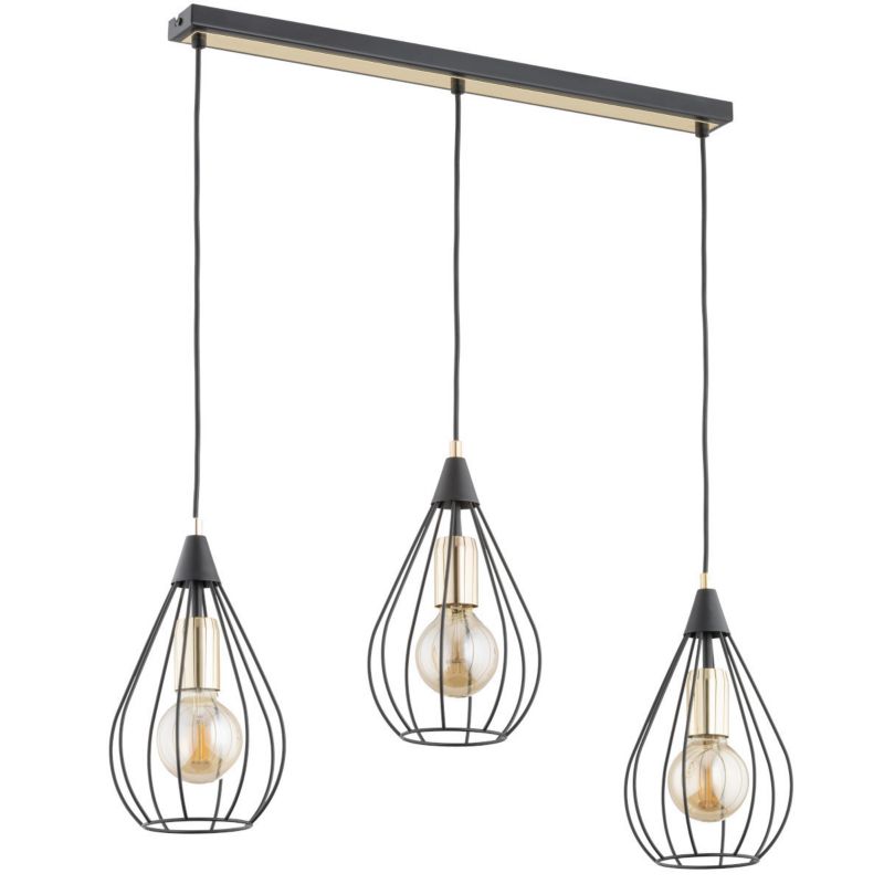 Lampa wisząca Alfa Managos 2357 czarno-złota nad stół 3xE27 x 15W 1 szt.
