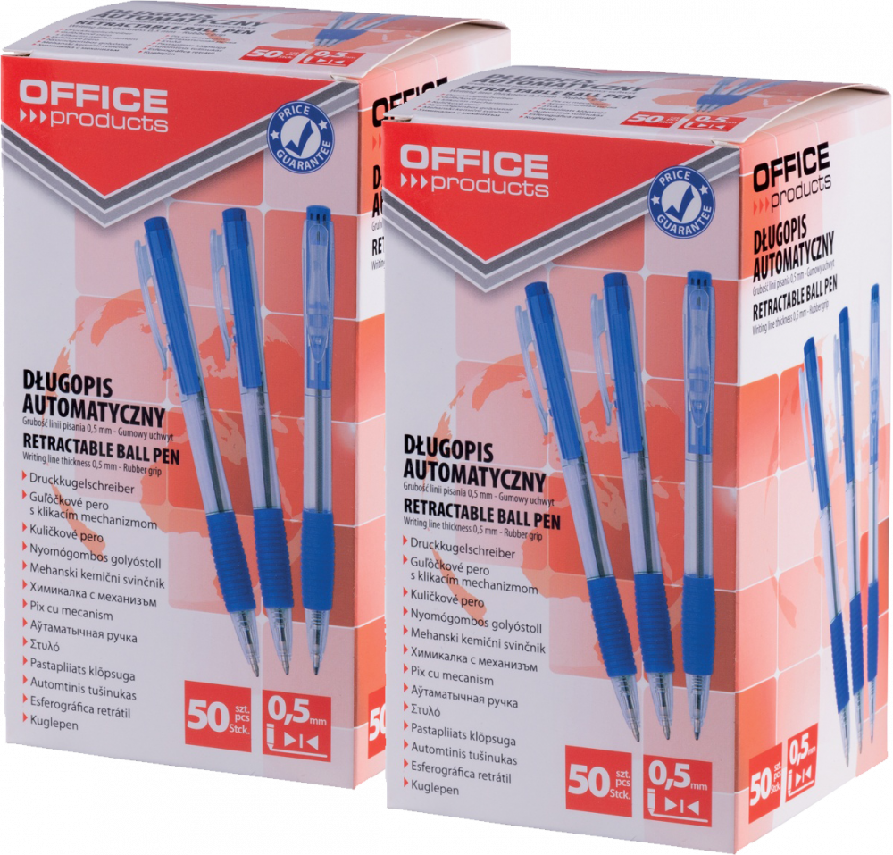 100x Długopis automatyczny Office Products, 0.7mm, niebieski