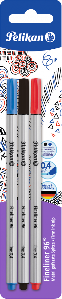 Cienkopis Pelikan Fineliner 96, 0.4mm, 3 sztuki, mix kolorów