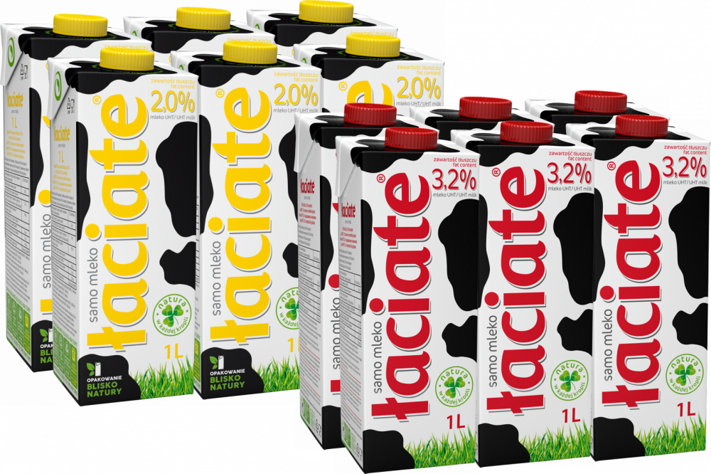 Zestaw: 6x Mleko UHT Łaciate, 3.2%, 1l + 6x Mleko UHT Łaciate, 2%, 1l