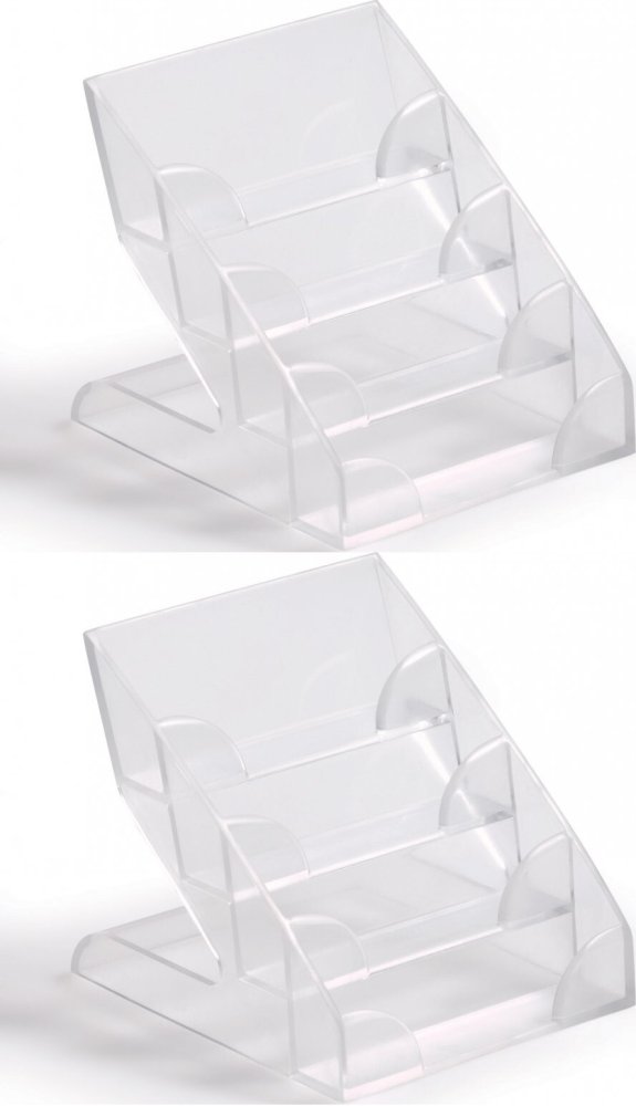 2x Stojak na wizytówki Durable, na 240 wizytówek, 4 przegródki, transparentny
