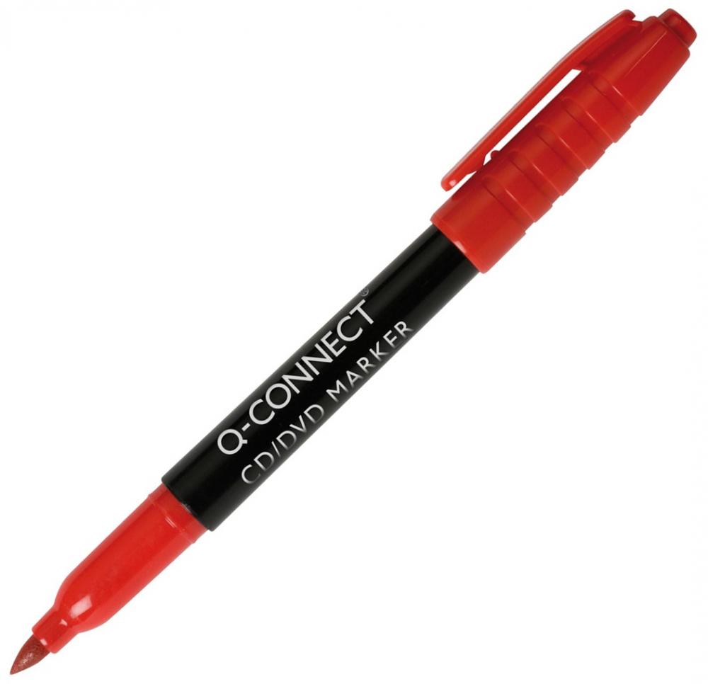 Marker do płyt CD i DVD Q-Connect, okrągła, 1mm, czerwony