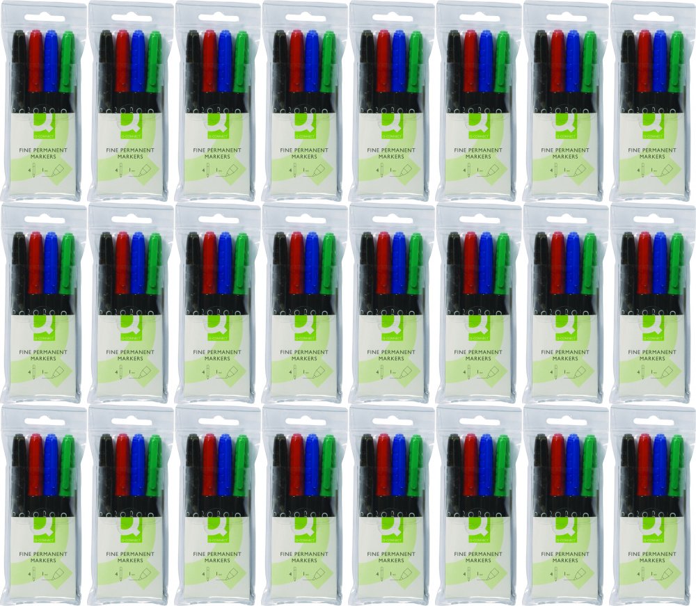 24x Marker do płyt CD i DVD Q-Connect, 1mm, 4 sztuki, mix kolorów