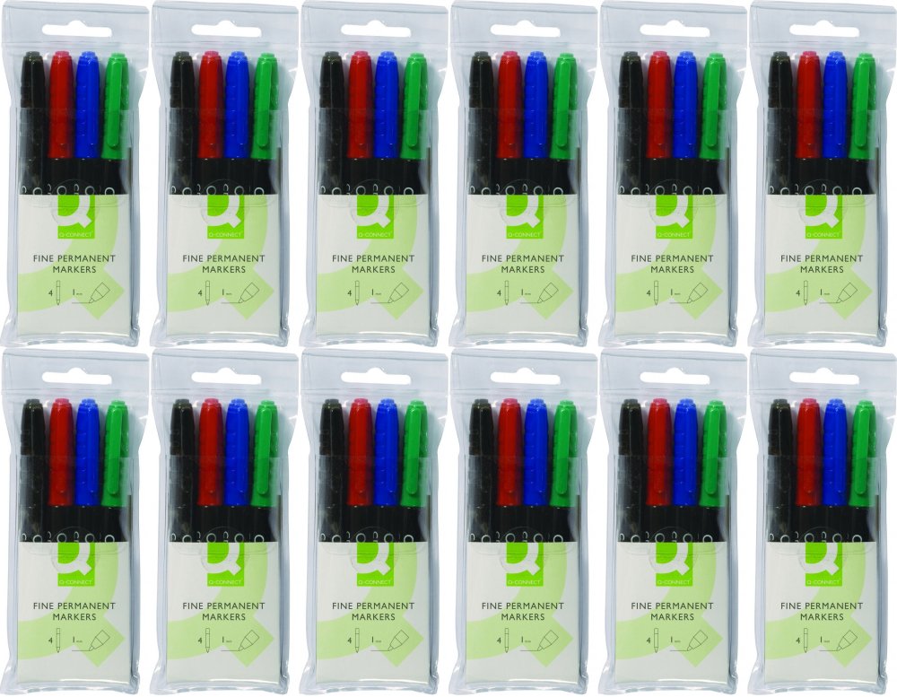 12x Marker do płyt CD i DVD Q-Connect, 1mm, 4 sztuki, mix kolorów