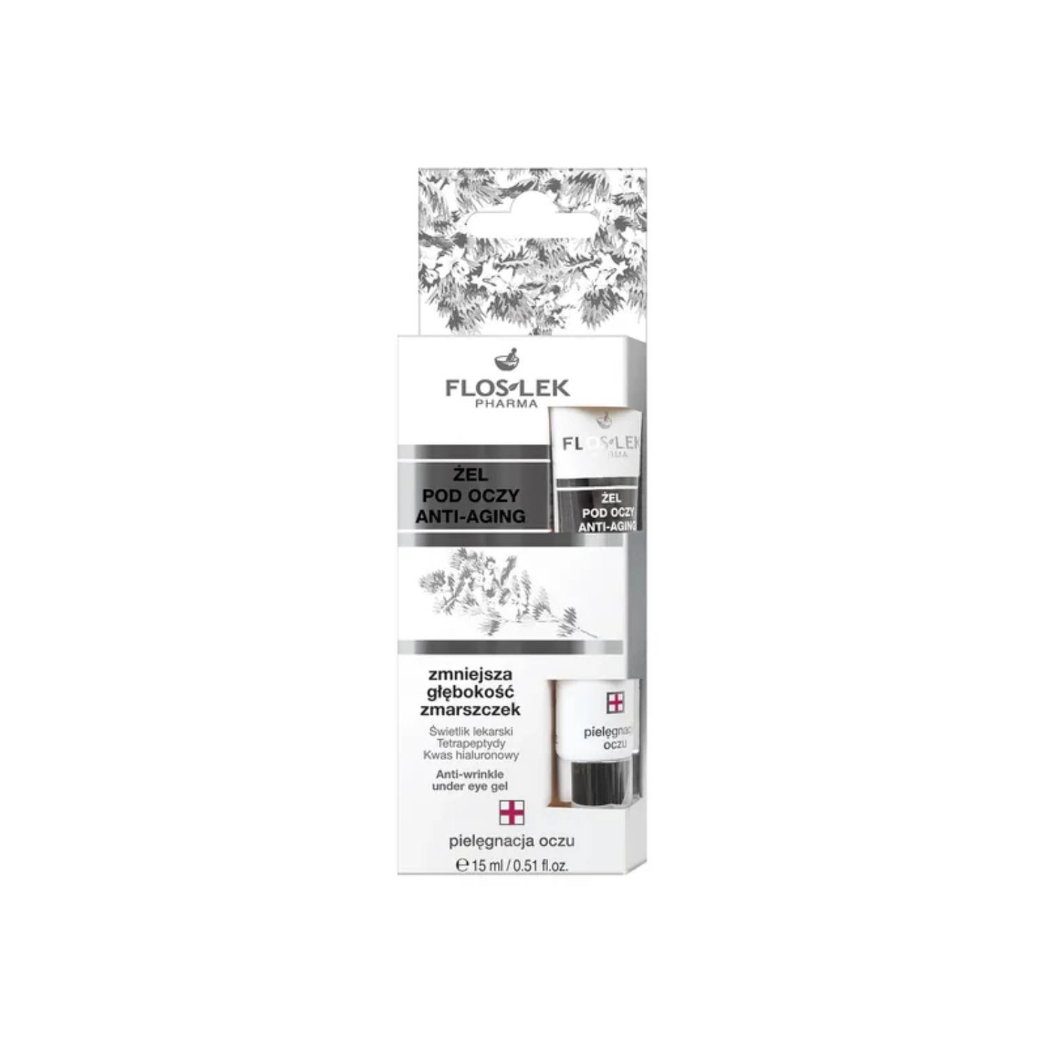 Floslek anti aging - żel pod oczy, zmniejszający głębokość zmarszczek, 15 ml