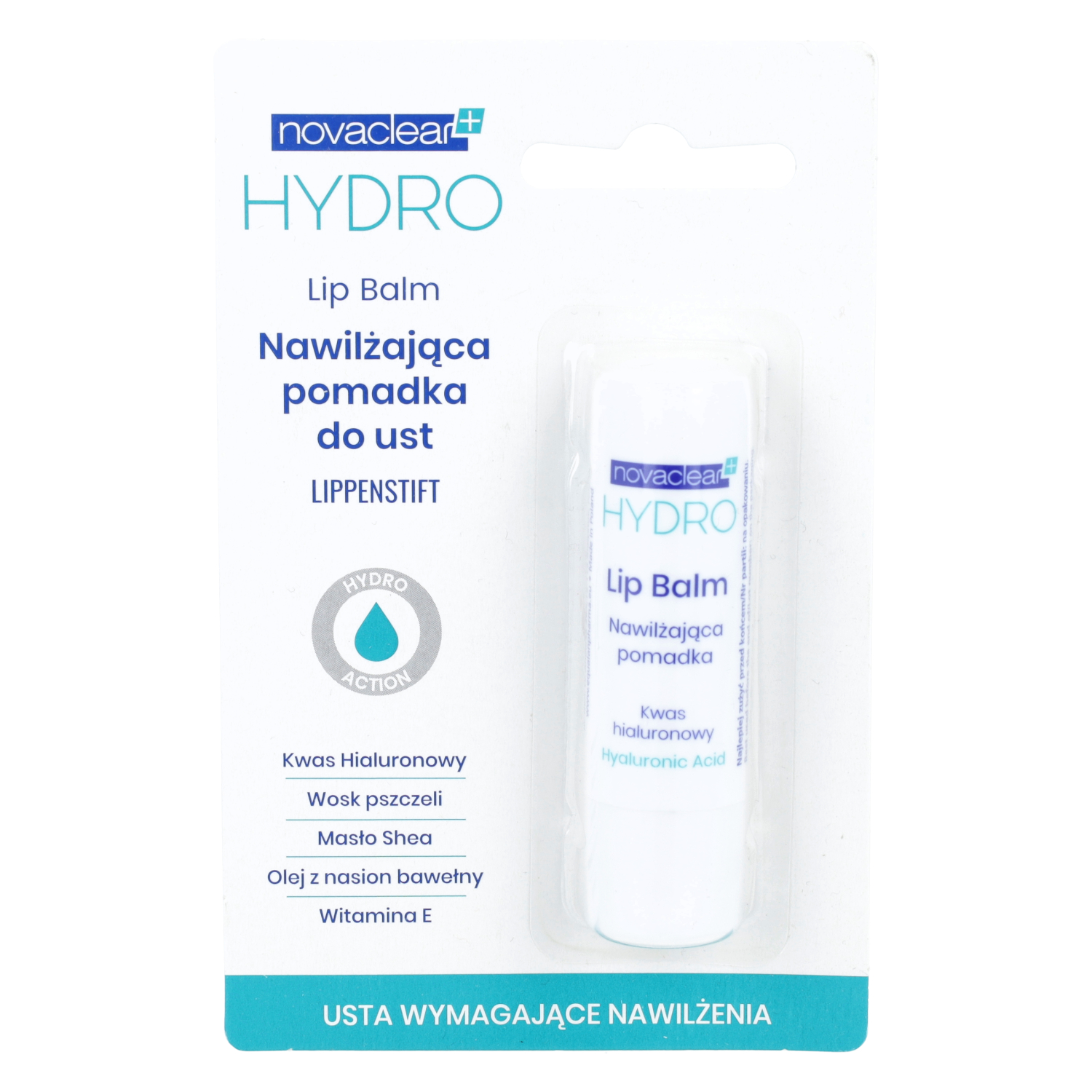 Novaclear hydro - nawilżająca pomadka do ust, 4,9 g