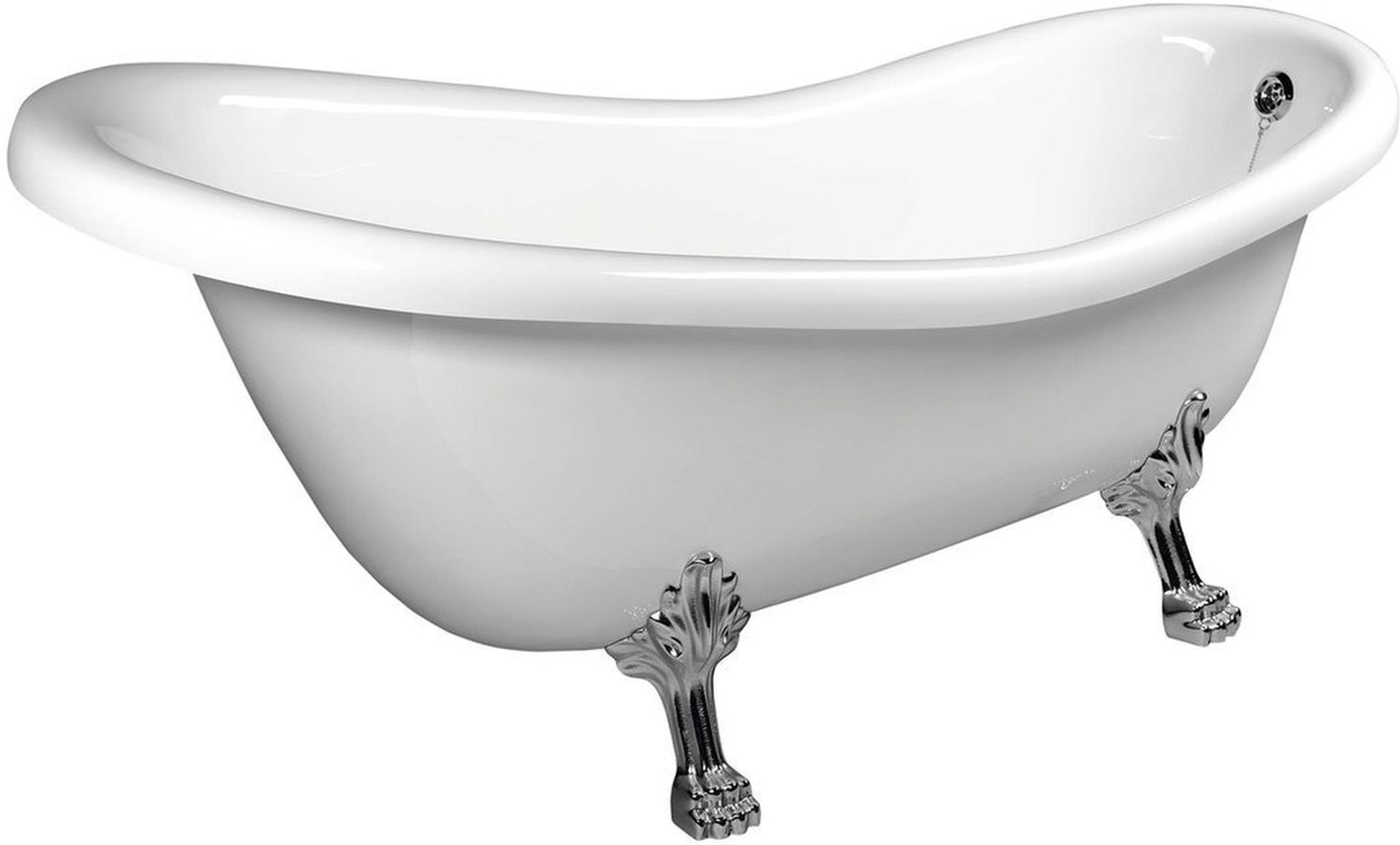 Polysan Retro wanna wolnostojąca 158x73 cm owalna biała z łapami chrom mat 37122