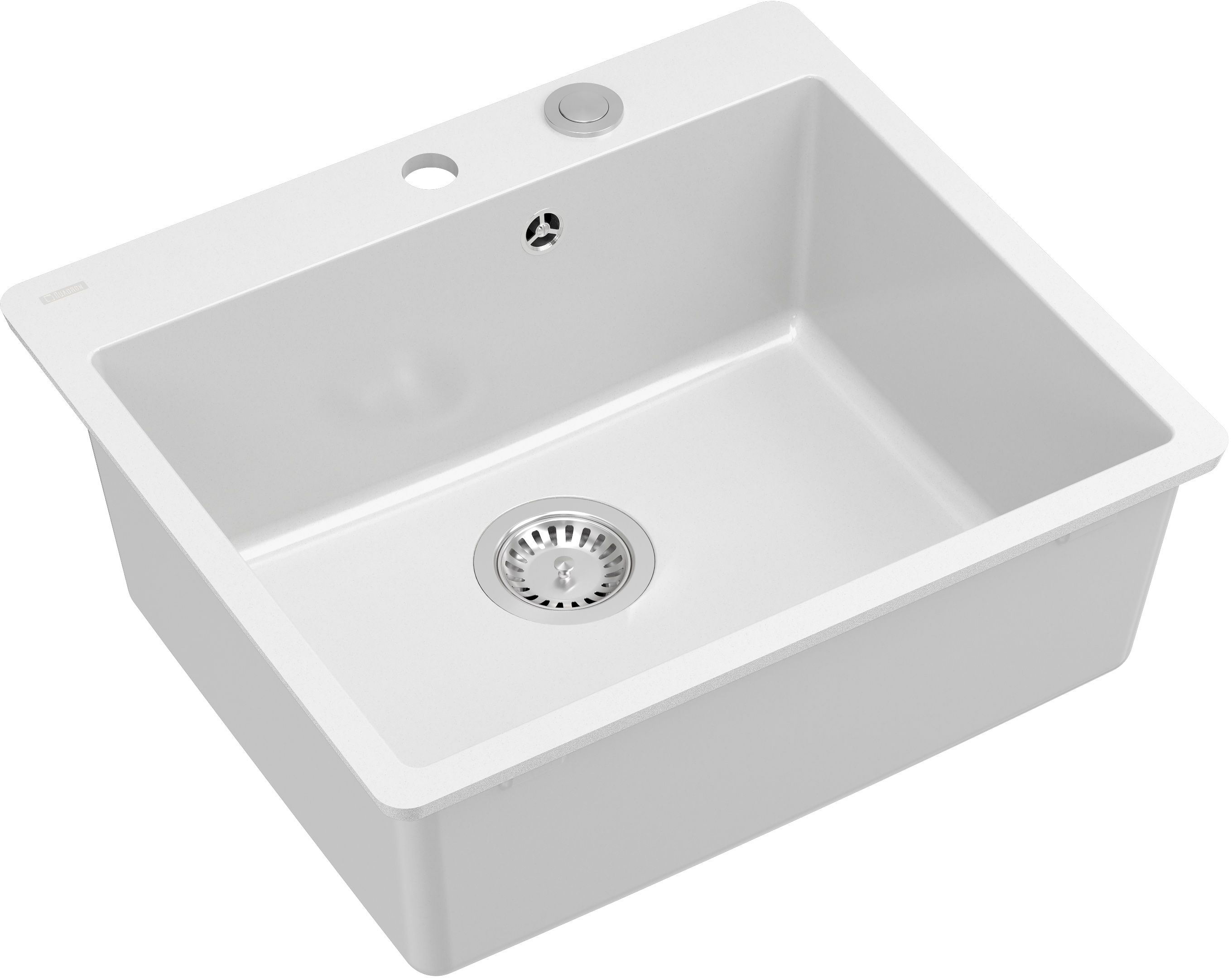 Quadron Morgan 110 FM zlewozmywak 56.,5x49,5 cm Graniteq snow white/elementy stalowe HB8304U1-FM_BS_P2O