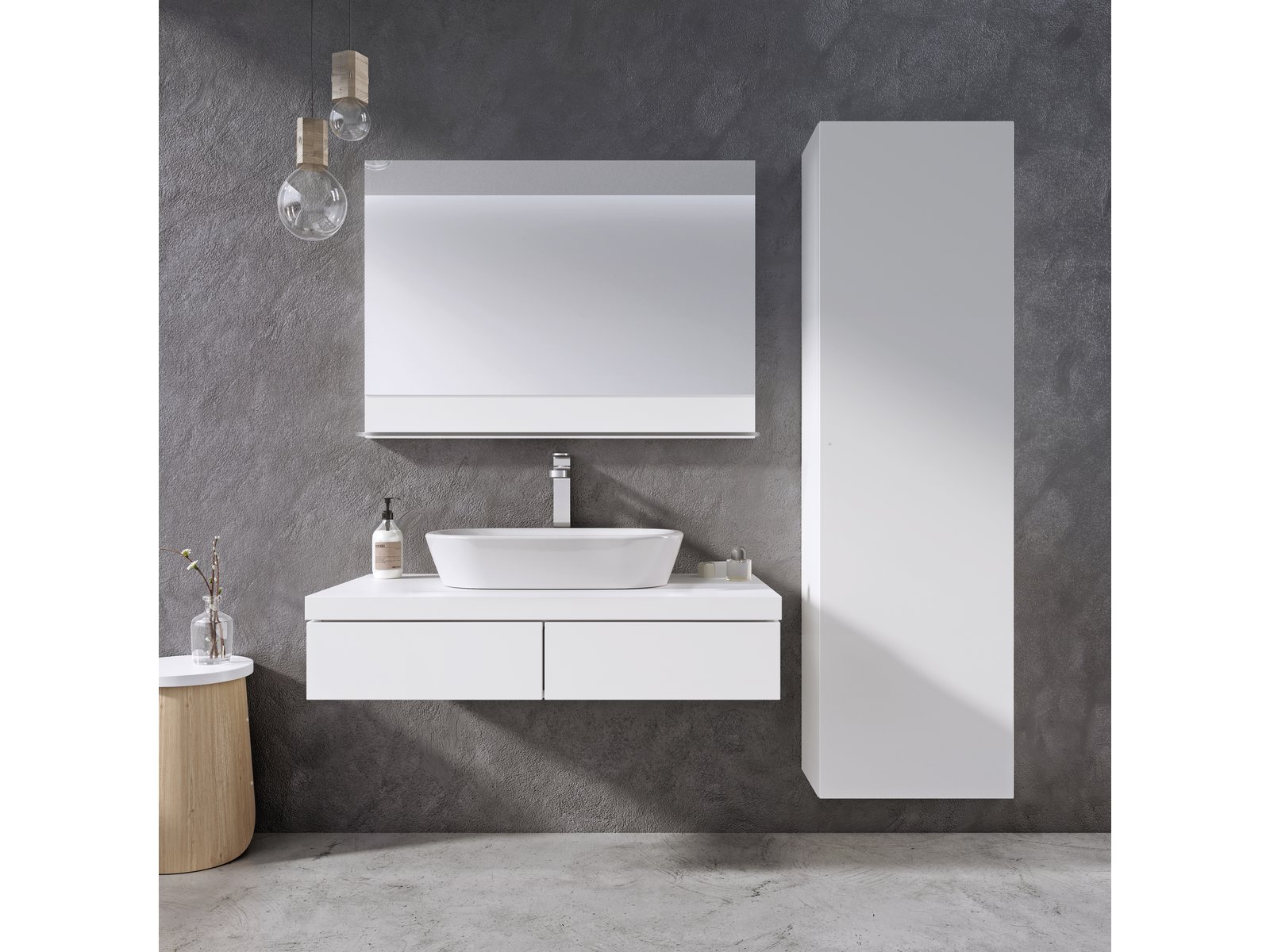 Ravak Formy szafka 46x27x160 cm boczna słupek wysoki wiszący biały X000001260