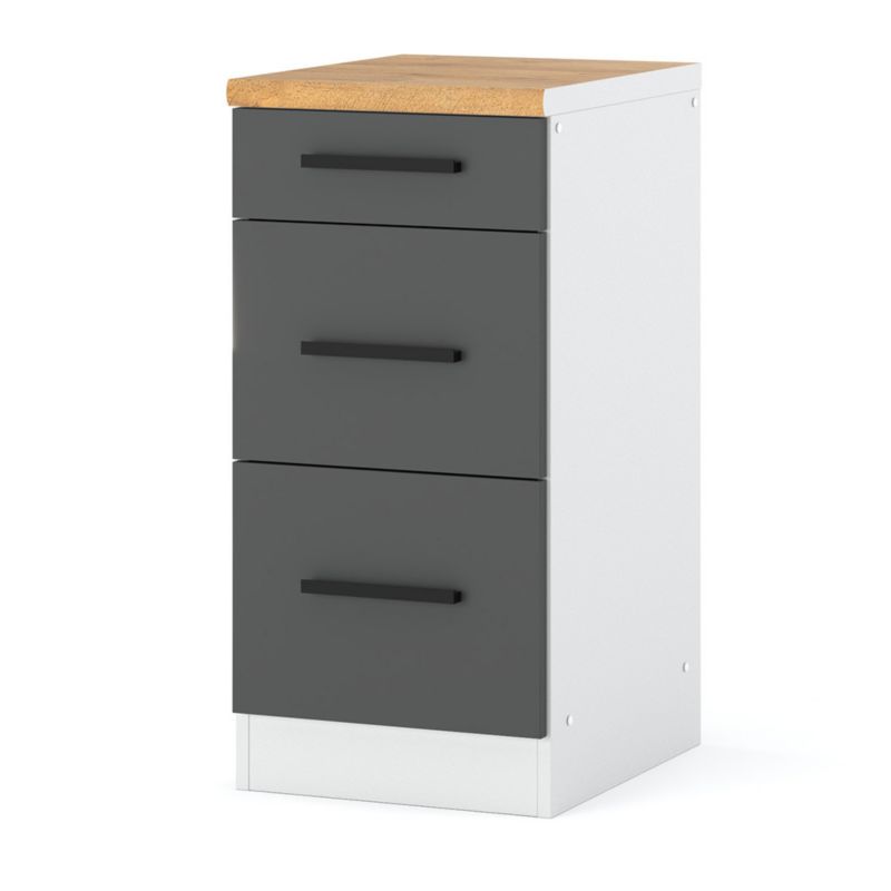 Szafka Kuchenna Hurtownia-Mebli Stojąca Z Szufladami Blanka dolna D40-3SZ 40cm Biały Mat Szary Mat 40x47x85 cm 1szt.