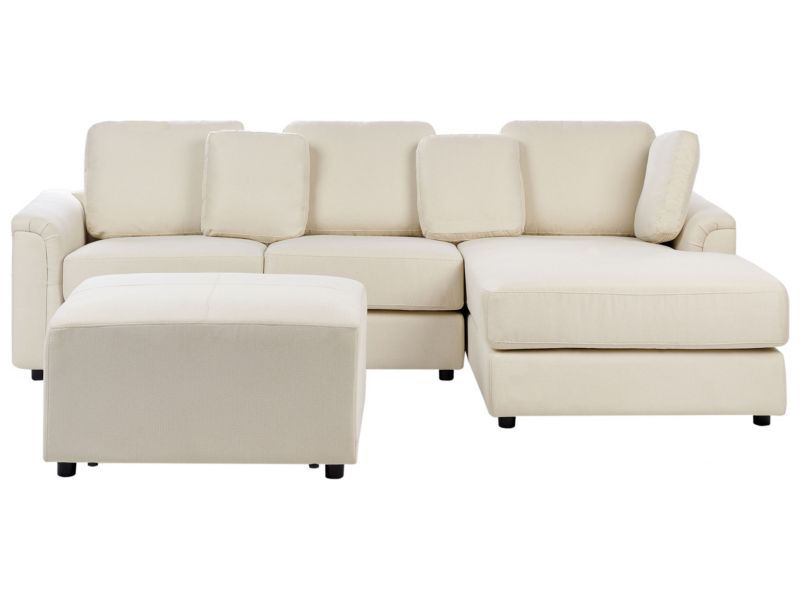 Sofa narożna lewostronna z otomaną Kohlo Jasnobeżowy Lewostronny 1 kpl