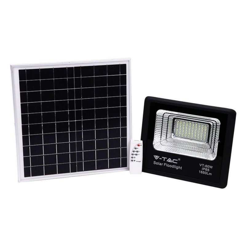 Naświetlacz solarny LED V-TAC czarny LED 20W 6000K 1650lm IP65 wym: 23,8 x 27,8 x 7 cm aluminium - 1 szt.