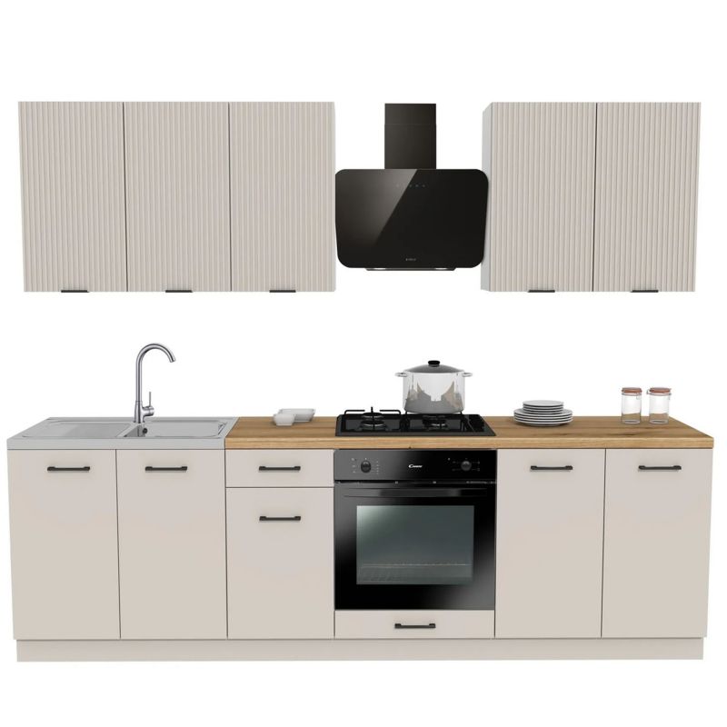 Meble Meble Elite MODERN Kuchenne Zestaw Mebli Na Wymiar Modułowe Ryflowane Kaszmir 260 1 szt