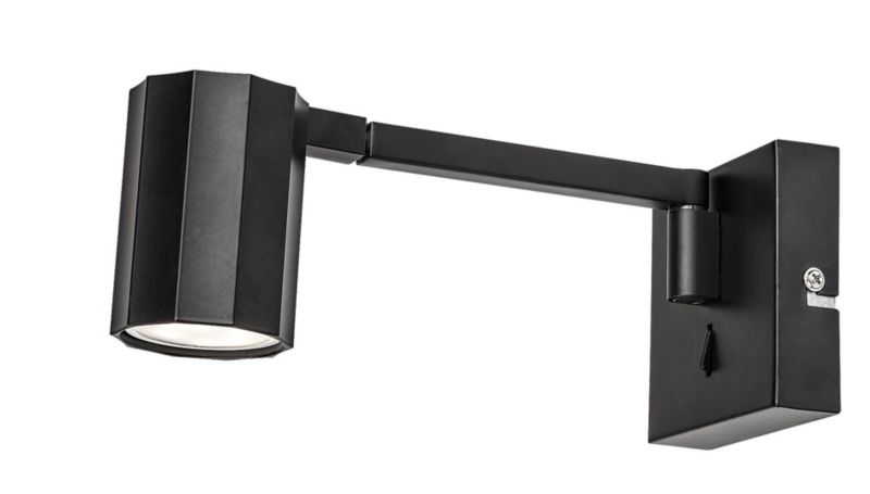 Kinkiet ścienny Rabalux Karter czarny matowy z włącznikiem do sypialni 1 x GU10 x 5W IP20 wym: 5 x 23 cm - 1 szt.