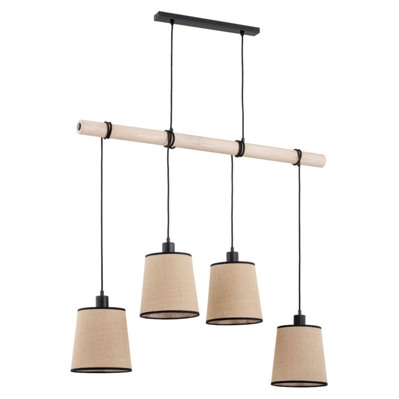 Lampa wisząca Alfa Reja 1601 jasne drewno-beżowa-czarna nad stół 4xE27 x 15W 1 szt.
