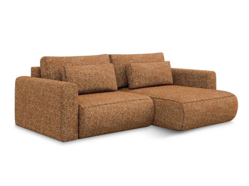 Narożnik prawostronny z funkcją spania Makamii Kapua z tkaniny strukturalnej 240x149 cm terakota 1 szt.