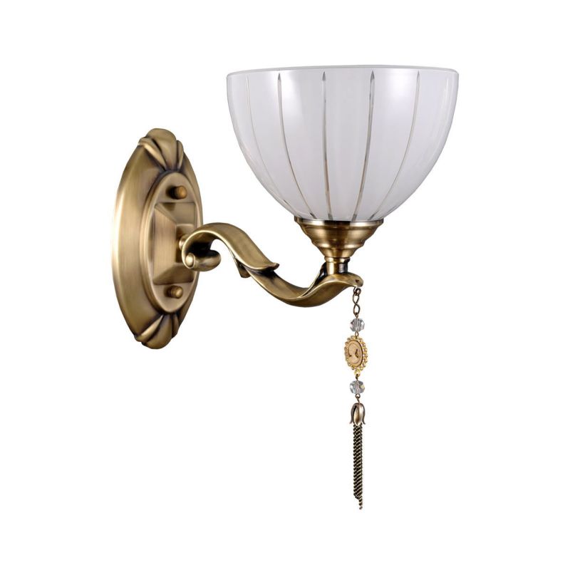Kinkiet ścienny Italux Baxio mosiądz-złoty-biały 1 x E27 x 60W IP20 wym: 24 x 15 x 28 cm - 1 szt.