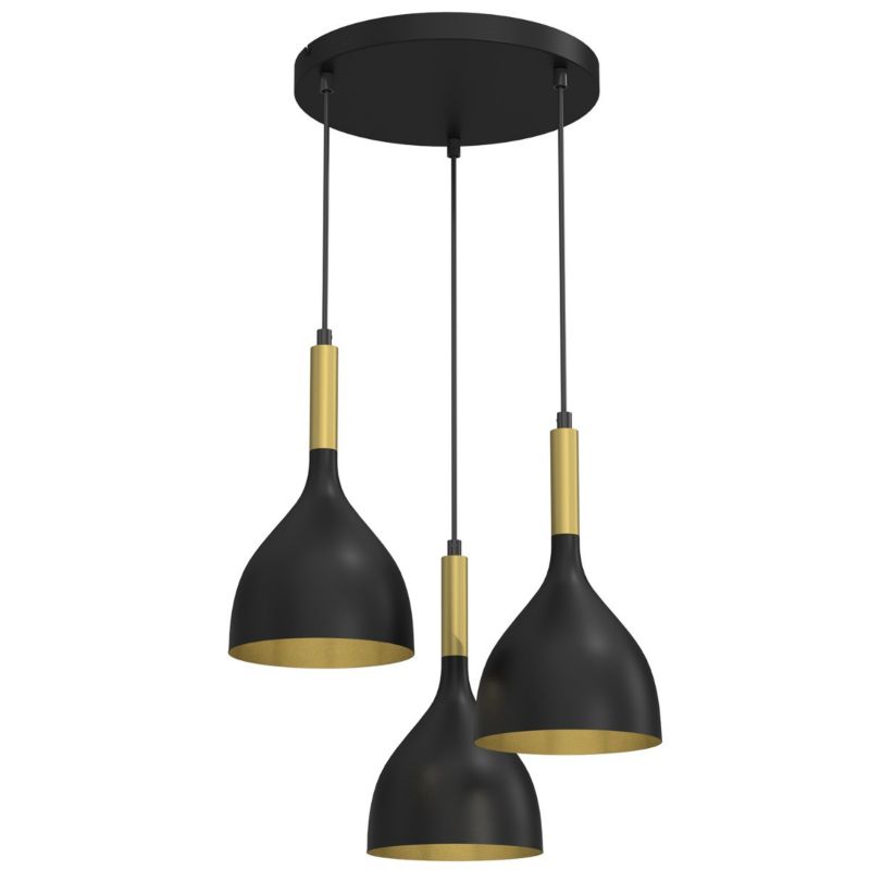 Lampa wisząca Luminex Noak czarny matowa-złoty mat wym: 110 x 42 x 42 cm 3xE27 x 15W 1 szt.