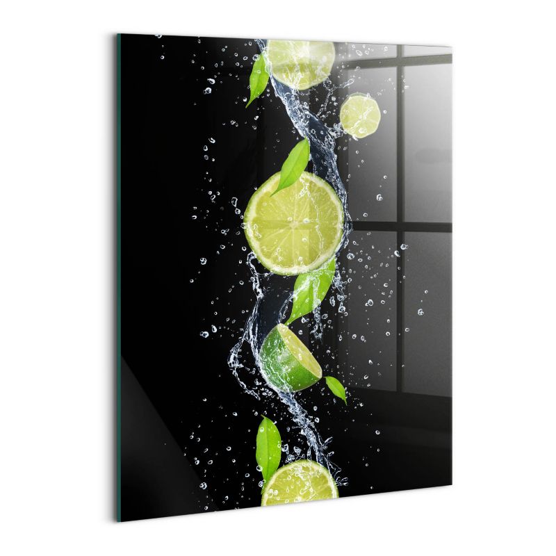 Szklany Obraz Ścienny Wallfluent 60x80 cm Limonki mięta woda 1 szt.