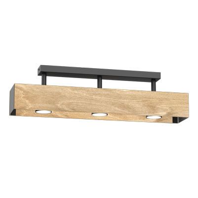Lampa sufitowa wisząca Luminex Maison jasne drewno-czarny mat wym: 15 x 57 x 8 cm 3xGU10 x 8W 1 szt.
