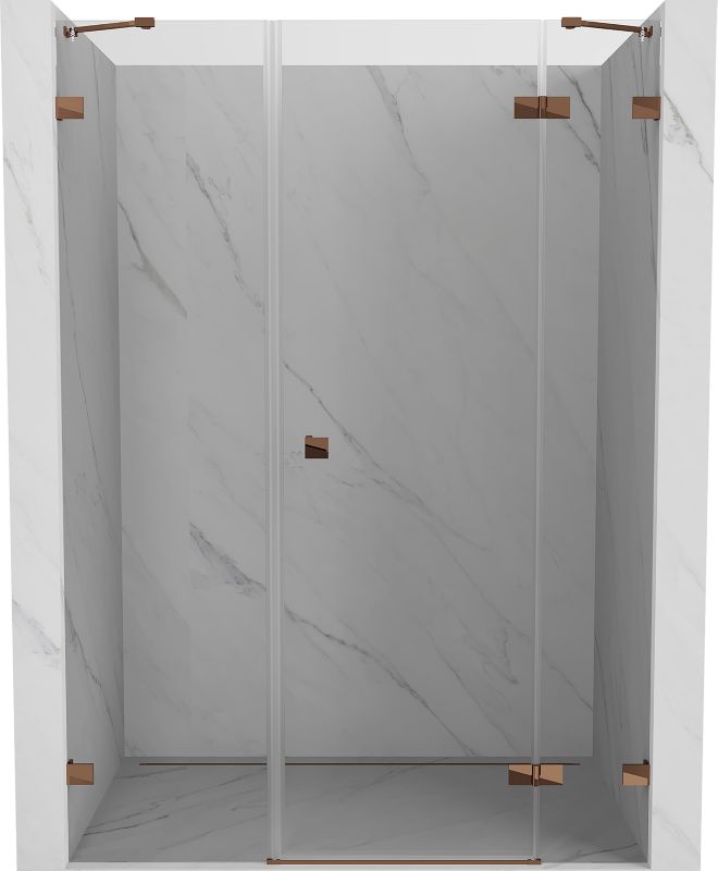 Drzwi prysznicowe uchylne Mexen Lunar różowe złoto 160x200 cm 1 szt.