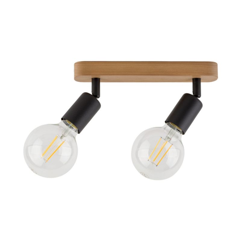 Lampa sufitowa wisząca TK-Lighting Simply czarna-jasne drewno wym: 13 x 15 x 33 cm 2xE27 x 1 szt.