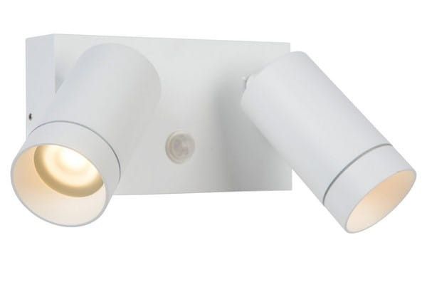 Kinkiet zewnętrzny z czujnikiem Lucide Taylor biały 2 x GU10 x 50W IP44 wym: 15,6 x 18 x 10 cm - 1 szt.