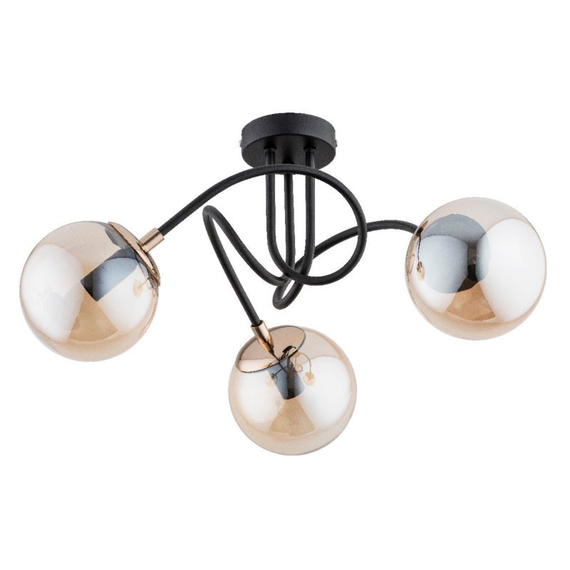 Lampa sufitowa wisząca Alfa Tectus 0215 czarno-bursztynowy-złota nowoczesna 3xE14 x 10W 1 szt.
