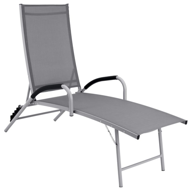 Leżanka ogrodowa JUMI składana szara z regulowanym oparciem 182 cm aluminiowa 1 szt.
