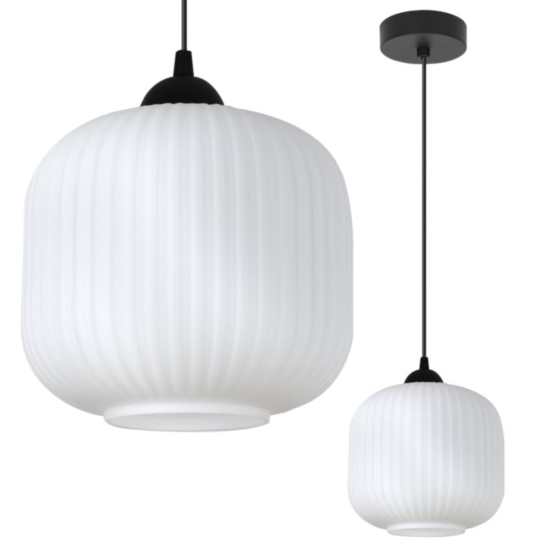 Lampa sufitowa wisząca Light Home LH Riffle walec 20cm 1x E27 60W czarny/biały 1szt