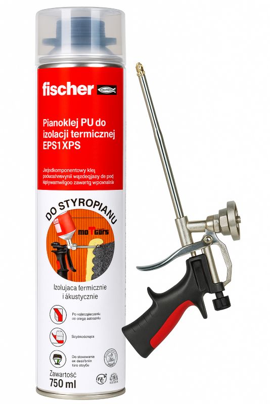 Zestaw pianoklej Fischer do płyt styropianowych 750ml 1 szt. + Pistolet 1szt.
