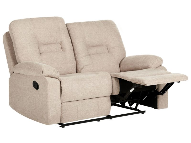 Sofa z manualną funkcją relaksu Bergen Beżowy dla 2 osób 1 szt.