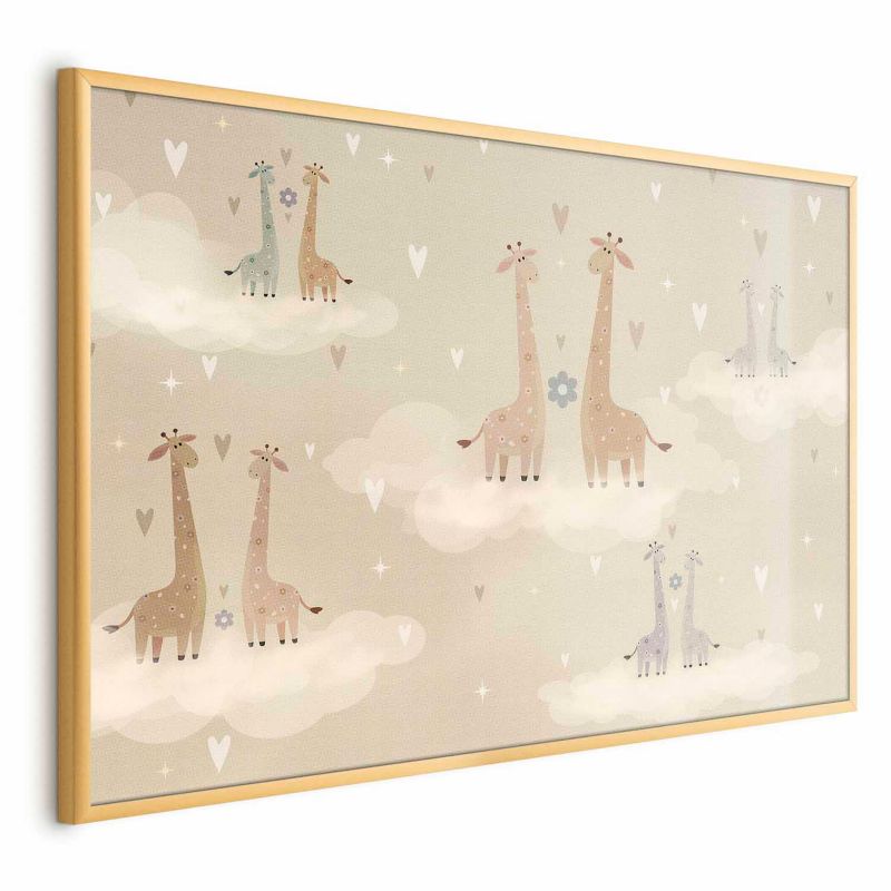 Plakat Artgeist Zakochane żyrafy 90x60 cm z ramą złotą bez marginesu 1 szt