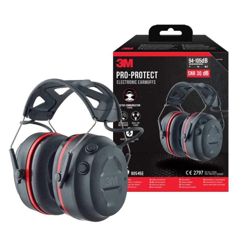 Nauszniki 3M Pro-Protect 90545E Bluetooth wartość SNR 30 dB czarne 1 szt.