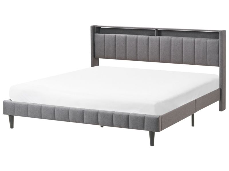 Łóżko LED Beaulieu 180 x 200 cm Z portem USB ze schowkiem Ciemnoszary 1 szt.