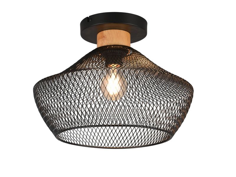 Lampa sufitowa wisząca RL Valeria 1359 czarna-jasne drewno nowoczesna 1xE27 x 1 szt.