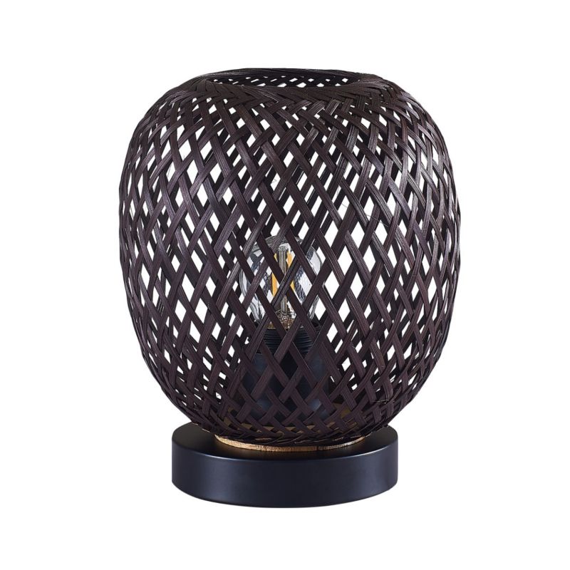 Lampka stołowa Polux Zanzibar czarna 1 x E27 x 20W IP20 wym: 24 x 18 x 18 cm bambus - 1 szt.