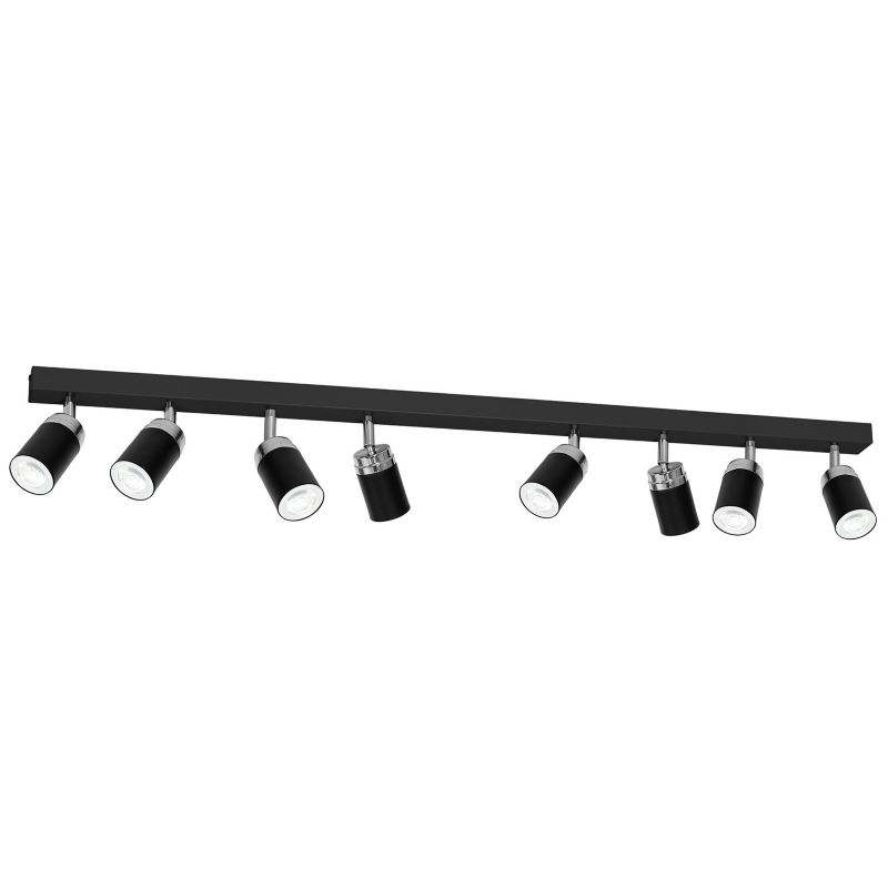 Lampa sufitowa Luminex Reno czarny mat-chromowana Listwa z lampami 8 x GU10 x 15W wym: 17 x 110 x 6 cm - 1 szt.