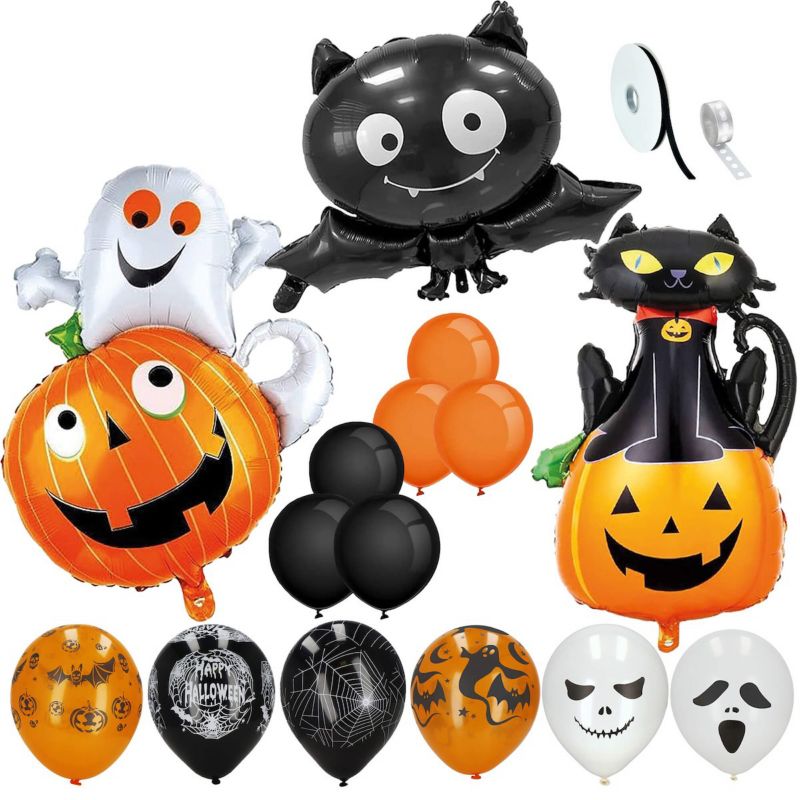 Ozdoby na Halloween Springos balony dekoracje duch dynia czarny kot 14 szt..