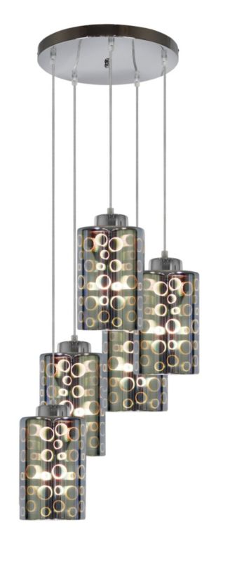 Lampa sufitowa wisząca Candellux Nocturno chromowana-czarna wym: 115 x 37 x 37 cm 5xE27 x 40W 1 szt.