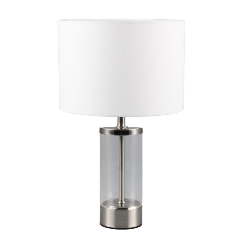 Lampka stołowa RL Grazia srebrno-nikiel-biała-przezroczysty 1 x E14 x 25W IP20 wym: 33.5 x 20 x 20 cm tkanina - 1 szt.