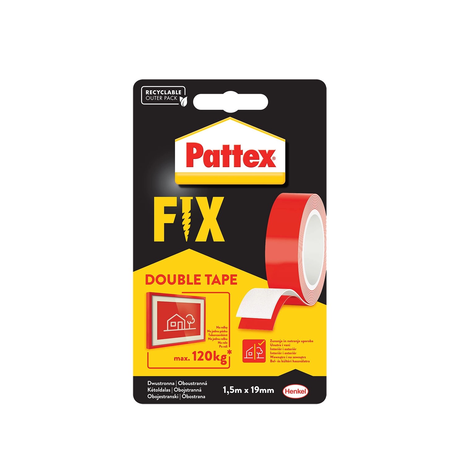 Pattex Taśma montażowa FIX 120 kg 1,5 m x 19 mm