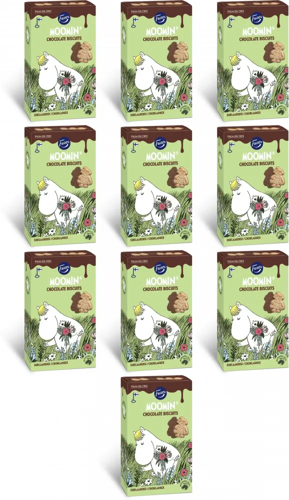 10x Herbatniki Fazer Moomin, z czekoladą, 175g