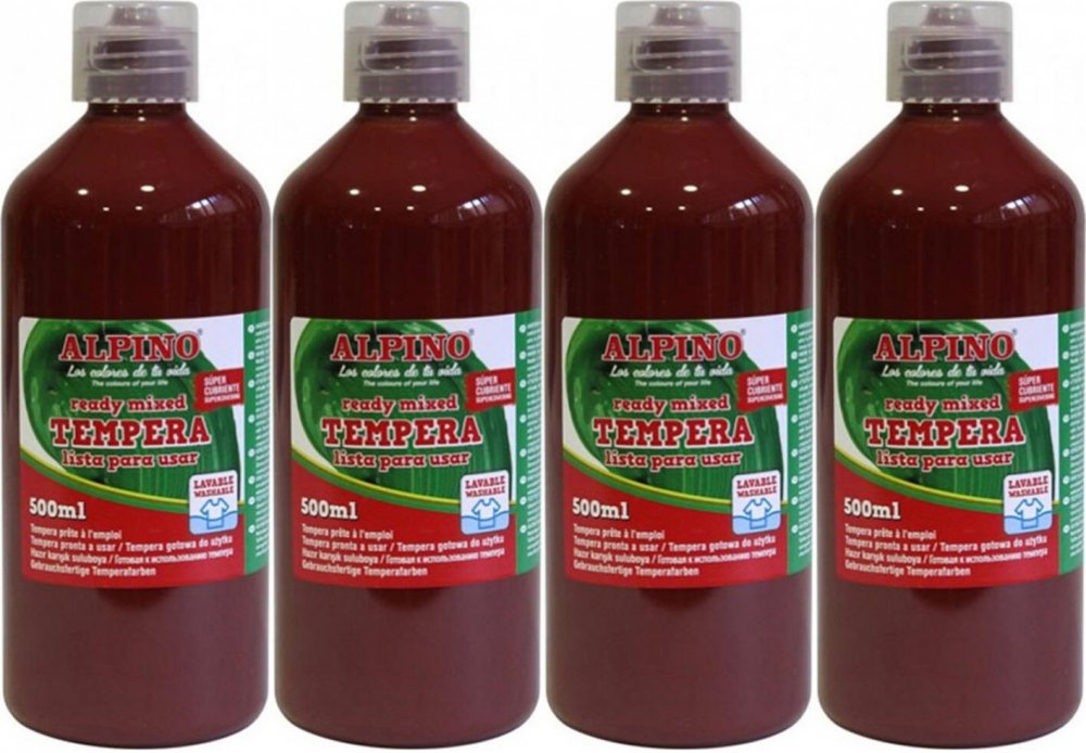 4x Farba plakatowa Alpino, w butelce, 500ml, brązowy